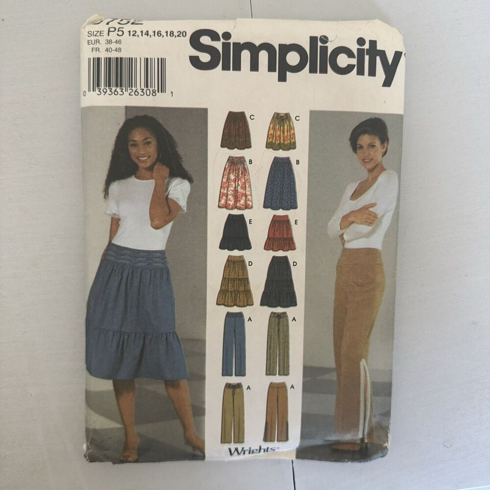 Simplicity 5752 Misses' Skirts in two lengths and pants size P5 12-20